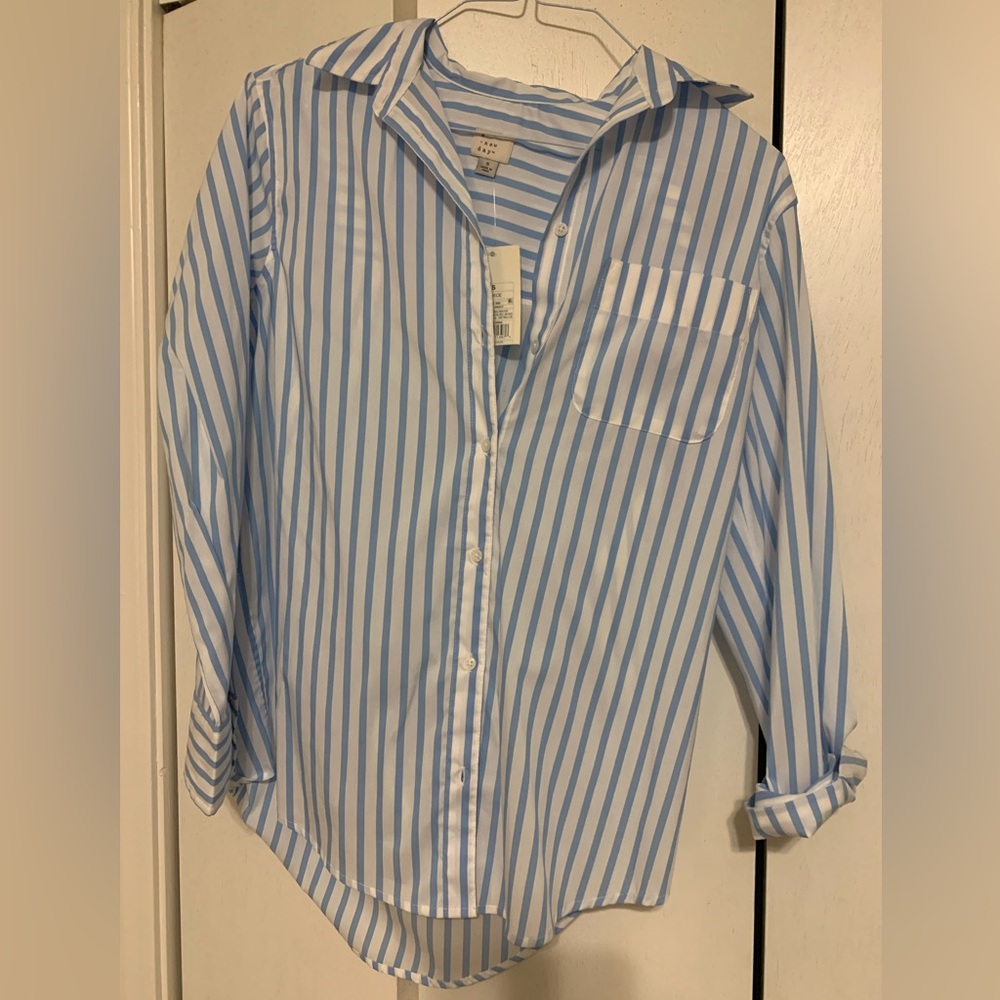 a new day Blue and White Striped Button-Up Shirt